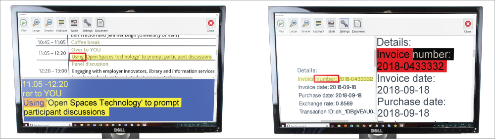 The Split screen view in Doc Reader allows you to see your original scanned document or PDF and the Doc Reader View.